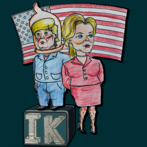 "Хиллари Климакс и Гандональд Трамп"». Автор рисунка Сати Добош